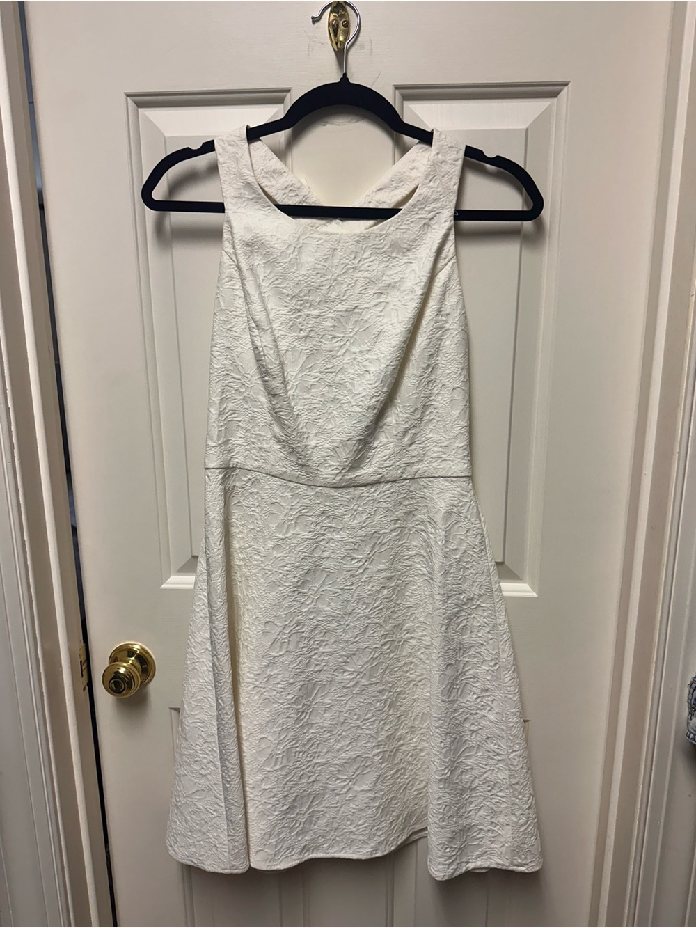 Jessica Simpson White Textured Sleeveless Fit-and-Flare Dress